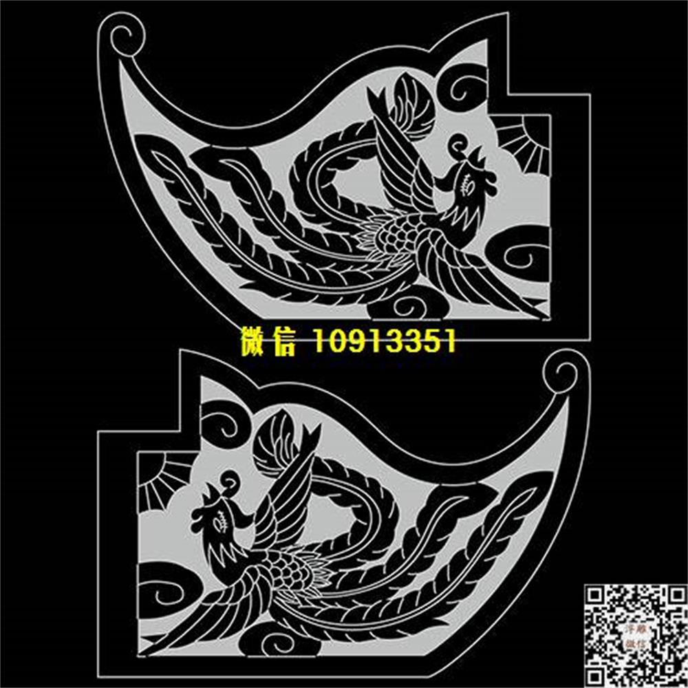 精雕图70凤耳朵抱鼓精雕图线雕图线条图单线铣底图_电脑雕刻plt文泰矢量图精雕图浮雕图